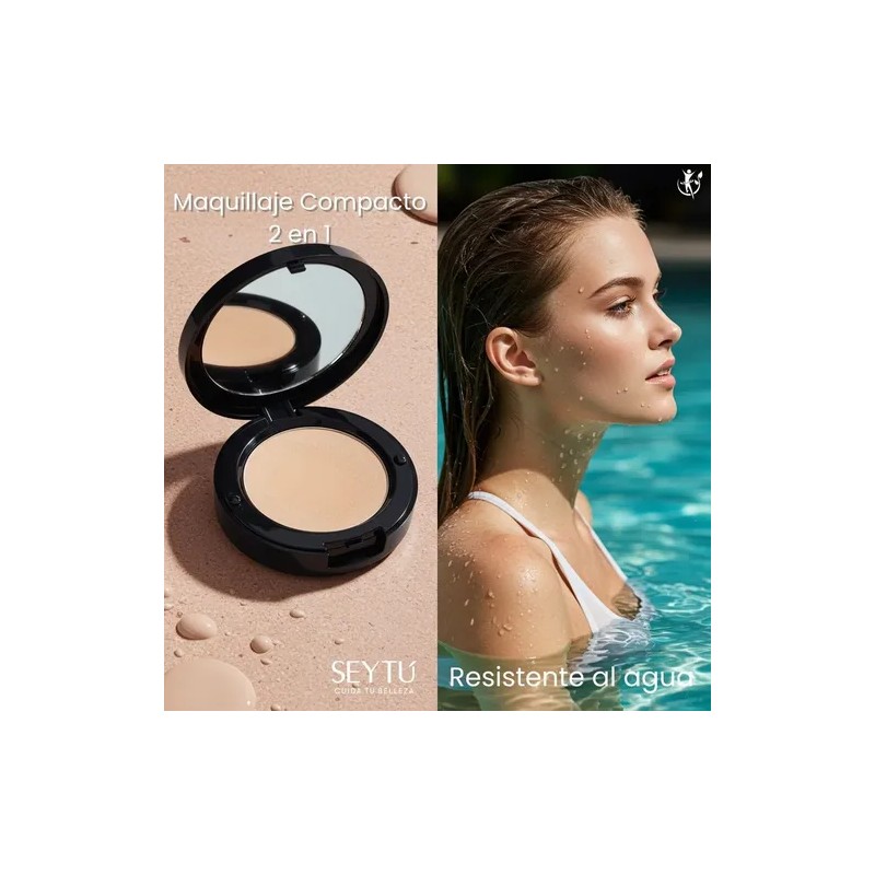 Polvo Compacto Seytú Maquillaje 2 En 1 Acabado Natural