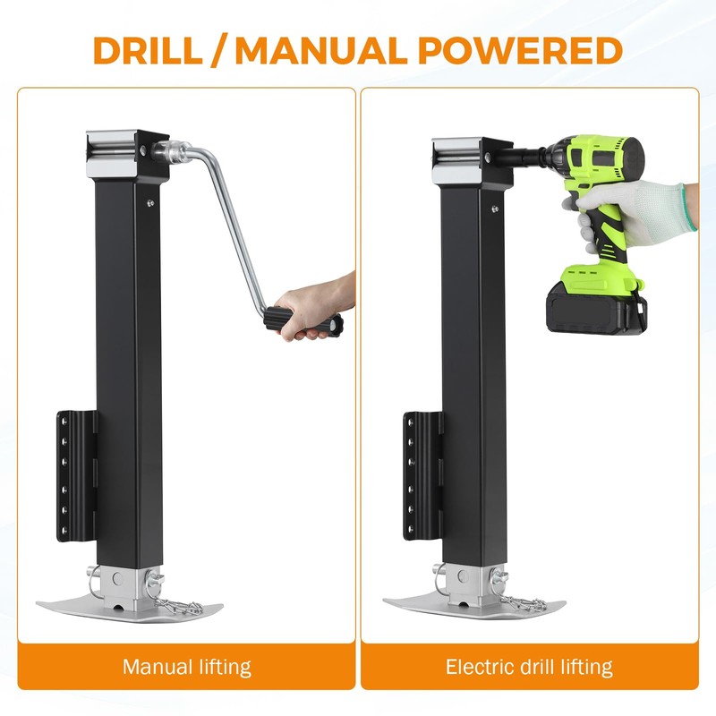 BEAMNOVA 8000 lbs Trailer Jack, Drill-Powered/Manual, Bolt-On Side Mount Swivel