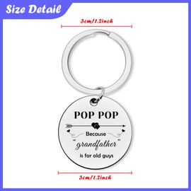 Gifts for Pop Pop Grandpa Keychain Grandfather Fathers Day Christmas Keepsake Grandfather Birthday Gift Funny Grandpa Gifts from Grandkids Gift from Granddaughter Grandson