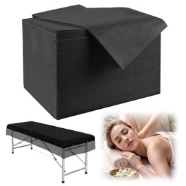 50 Pcs Disposable Massage Table Sheets Black 31" x 71" Non-Woven Fabric Bed Sheets Cover for Spa, Massage, Beauty Salon, Tattoos, Hotels