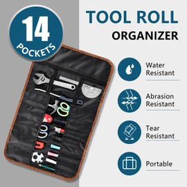 Roll Up Tool Bag, Roll Up Bag Tools Organizers with 22 Tool Pouches, Durable Portable Handy Tools Storage for Men Women, Perfect for Handyman, RV Owners, Dad Birthday or Father’s Day Gifts