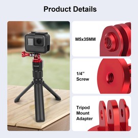 Mechrig Aluminum Tripod Mount Adapter (2-Pack) with Foldable Locking Thumbscrews for GoPro Hero 13/12/11/10, Compatible with Standard 1/4"-20 Tripods, Monopods & Action Gear - YD038