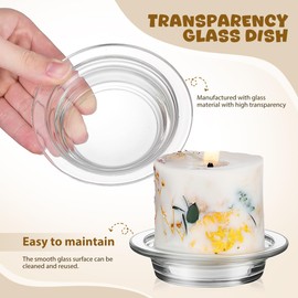 Gatuida 2pcs Glass Fragrant Oil Warmer, Scented Candle Melting Plate, Wax Melting Dish Warmer, Transparent, 4.52 Inch Diameter