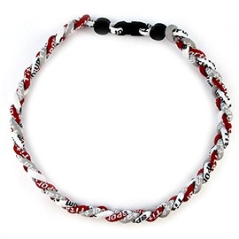 MapofBeauty 18" Sport Three Colors Three Braided Rope Tornado Necklace (Dark Red/Grey/White)