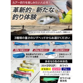 CREATERA Flounder Sea Bass Magochi Jig Head Worm Lure 5 Piece Set (0.6 oz (18 g, 24 g, 30 g) (18 g, 5 Piece Set)