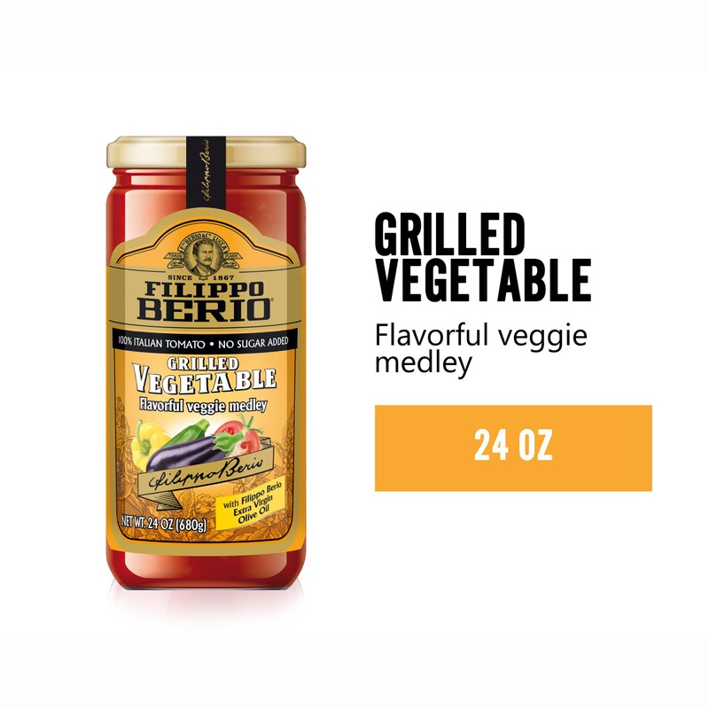 Filippo Berio Pasta Sauce, Grilled Vegetable Sauce, 24 Ounce Glass