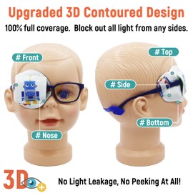 Parche para ojos astrópico 3D de algodón y seda para niños | Parche para ojos para niños | Parche médico para niños con ojo perezoso (robot azul, ojo derecho)