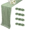4 Pack Sage Green Cheesecloth Table Runner 35 x 120