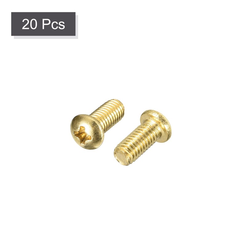 sourcing map Brass Machine Screws, M5x10mm Phillips Pan Head Fastener