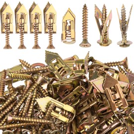 Pndeyo 30pcs Self-Drilling Drywall Anchors with Screws, Heavy Duty Zinc Plated Metal Expansion Screws, No Drill Drywall Anchors and Screws Kit for Frames Wall Patio Umbrella- Gold