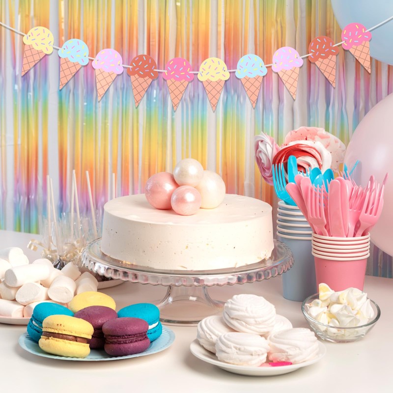 2 Pcs Ice Cream Banner Garland, Ice Cream Party Decorations