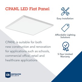 Lithonia Lighting CPANL 2x2 LED Flat Panel Light, 2 ft. by 2 ft. LED Light Panel, Ceiling Lighting Fixture, 3300 Lumens, 3500K/4000K/5000K Switchable CCT, Includes Direct Ceiling Mount Bracket, White