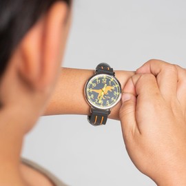 Kiddus Learning Watch for Kids, Boys and Girls, Analogue Watch with Time Learning Exercises, Easy to Read and Learn to Read the Watch, 01 Dino English Version, Strap.