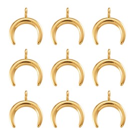 Beadthoven 10 Pieces Metal Crescent Moon Charms Golden 304 Stainless Steel Double Horn Dangle Charms 16.5 x 14.5 mm Smooth Necklace Charms Pendant for DIY Jewellery Making