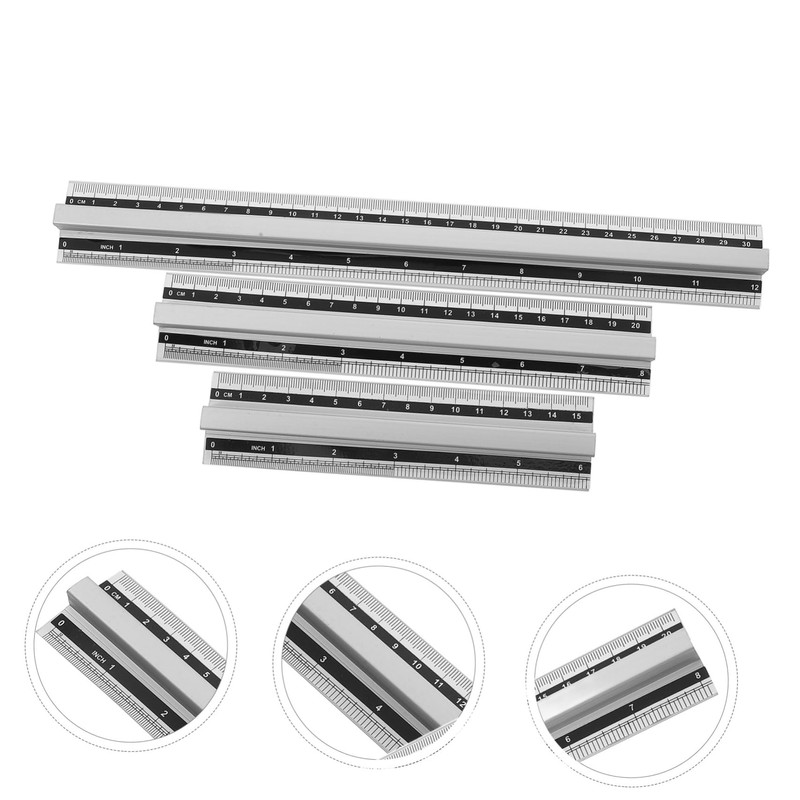 Operitacx 4sets Aluminum Ruler Measuring Tool Multifunctional Three Multi-use Measuring