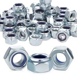Partideal Pack of 50 M6 Nuts Set, Galvanised Steel A2 V2A DIN985 Locking Nuts, Self-Locking Nuts, Hex Nuts, Hexagonal Nut with Metric Standard Thread