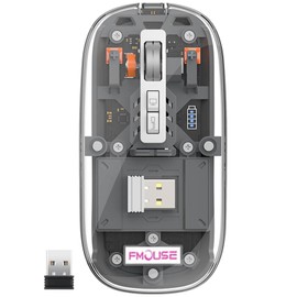 SVJEFY 3 Mode Wireless Bluetooth Mouse, Rechargeable Ultra-Thin Magnetic Mouse, 2400DPI Transparent Power Display, Silent Mouse for Laptop/PC