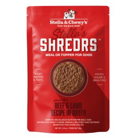 Stella & Chewy's Grass Fed Beef & Lamb Shredrs - Premium Dog Food Pouches - Freeze Dried Raw Nutrition in Broth - Perfect for Picky Eaters - 24 Pack, 2.8oz Each