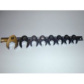 8PC Crows Foot Wrench Set Plus Rail