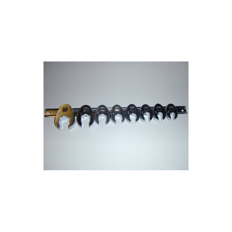 8PC Crows Foot Wrench Set Plus Rail