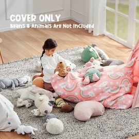 Nobildonna Bean Bag Chair Cover for Stuffed Animals, Kids and Adults Only, Extra Large Bean Bag without Stuffing, Plush Toy Holder and Organiser, Premium Linen, 250L, Baby Pink