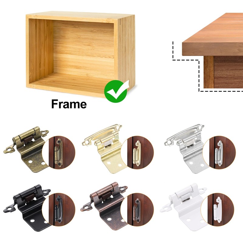 sourcing map 3/8" Inset Cabinet Door Hinges, 6 Pcs Self
