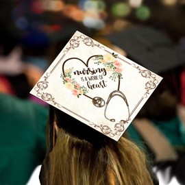 Tassel Toppers Nursing is a Work of Heart Grap Cap Topper, Graduation Cap Decor, Graduation Cap Decorations