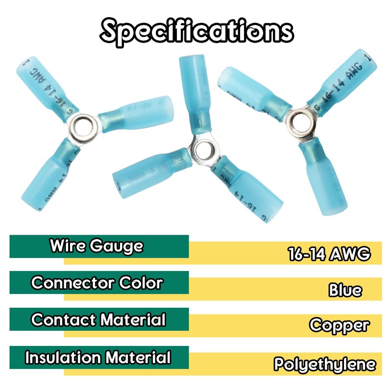 20Pcs 16-14 AWG 3 Way Wire Connector, Heavy Duty Crimp