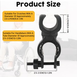 Bewudy 4pcs Cane Holder for Walker, Rollator, Wheelchair & Electric Scooters