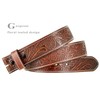Genuine Full Grain Western Floral Engraved Tooled Leather Belt Strap