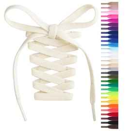 Handshop Flat Shoelaces 5/16" - Shoe Laces Replacements For Sneakers and Athletic Shoes Ivory 36 inch (91cm)
