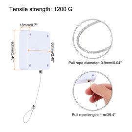 QUARKZMAN Punch-Free Automatic Sensor Door Closer 0.05 x 39.4 Inch Extendable Cable Lock 1200 g Set of 2 White
