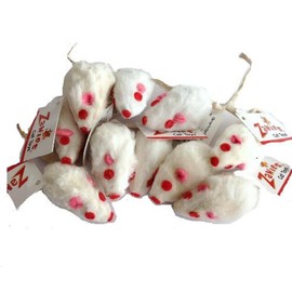 10 Realistic White Mice Cat Toys with Real Rabbit Fur by Zanies