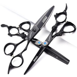 Professional Hairdressing Scissors Barber Scissors Hair Cutting 6/7 Inch High Quality Thinning Scissors & Cutting Set (6-Inch 3-Piece Set)