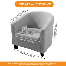 RAINPOP Soft Velvet Tub Chair Cover, High Stretch Bucket Chair Cover for Sofa, Armchair Slipcover with Anti-Slip, 1 Piece Tub Chair Cover for Dining Living Room, Internet Cafe, Bar, Office (grey)