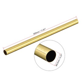 sourcing map Brass Round Tube 9.5mm OD 0.2mm Wall Thickness 300mm Length Pipe Tubing 4 Pcs