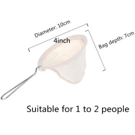 2Pcs 4-inchi Stainless Steel Handle Cloth Sock Reusable Coffee Tea Strainer Filter for Home Office Handmade Cafe Use
