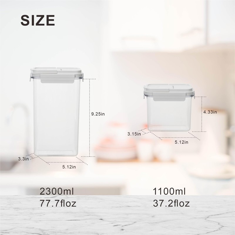 NBILIC Cereal Storage Containers, Flip Top, BPA-Free Plastic, Reusable, Air