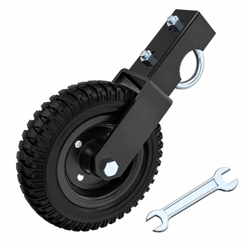 Heavy Duty 8-Inch Gate Support Wheel with Solid Rubber Roller,