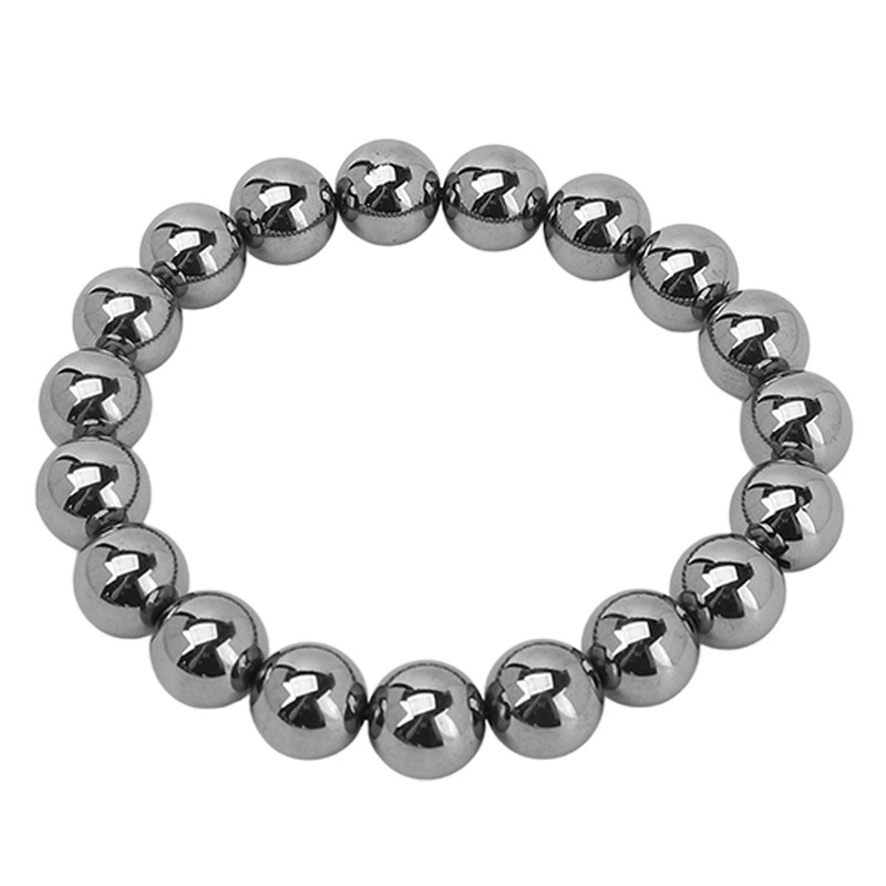 10mm Round Terahertz Beads Bracelet Energy Stone Elastic Flexible Stylish