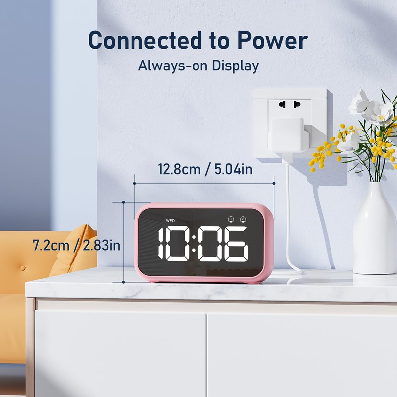 LATEC Alarm Clock, Digital Alarm Clock Bedside with LED Display,