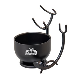 Grandslam Razor and Brush Stand with Double Stainless Steel Design Shave Soap Bowl Set for Shaving Brush and Straight Razors, Barber Razors, Safety Razors Black