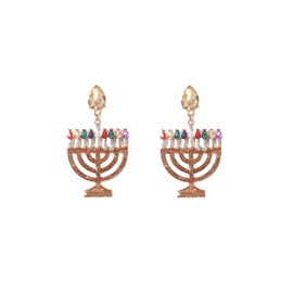 Hanukkah Menorah Dangle Earrings for Women Rhinestone Beaded Jewish Star of David Menorah Candle Earrings Christmas Hanukkah Chanukah Holiday Jewelry Gifts (StyleB)
