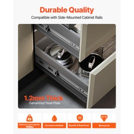 VEVOR 10 Pairs 16 Inch Soft Close Drawer Slides 14 16 18 20 22 24 Inch Heavy Duty Side Mount Rails,Ball Bearing Full Extension Noiseless Dresser Drawer Slides, 100 Lbs Load Capacity