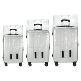 PATIKIL Luggage Covers, 3 Pieces 20 24 28 Inch PVC Suitcase Cover Protectors Waterproof Travel Luggage Covers for Suitcase, Silver-Grey