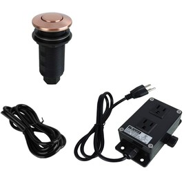 Garbage Disposal Kitchen Air Switch Kit, Dual Outlet Sink Top/Counter Top Waste Disposal On/Off Switch Kit, 2-1/2'' Max Countertop Thickness - Akicon (Copper)
