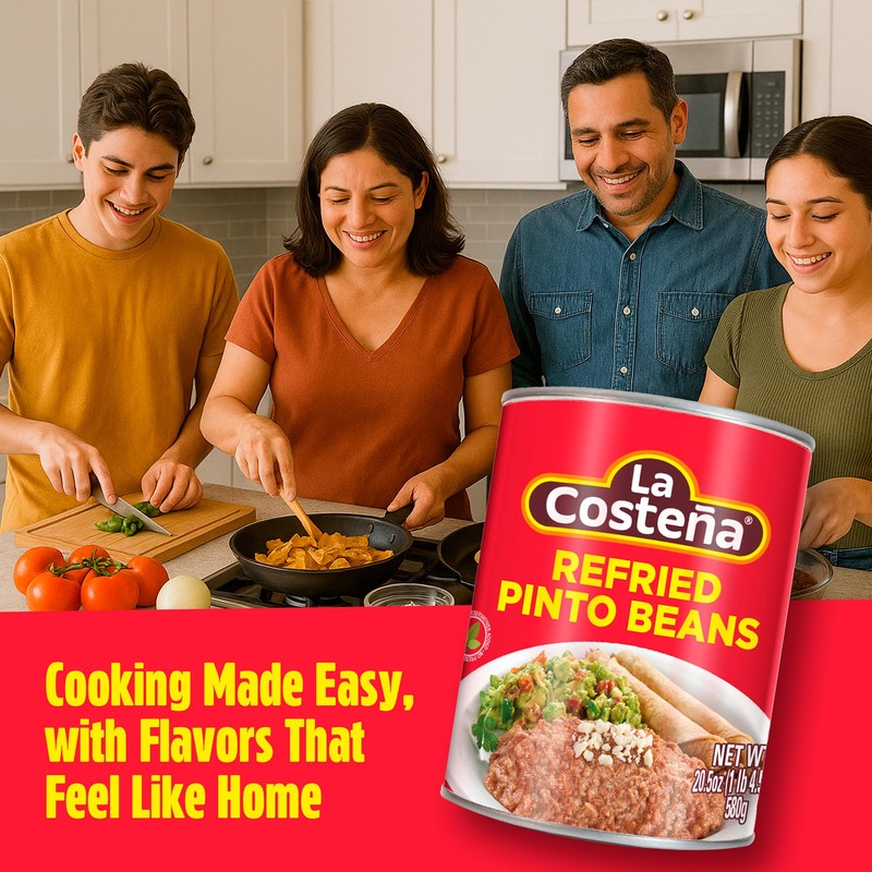 La Costeña Refried Pinto Beans - Ready-to-Eat Canned Refried Beans