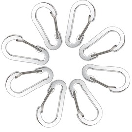 8PCS Small Keychain Clips Mini Carabiner - 5 cm Aluminum Durable Quick Release Auto Locking D-Shape Spring Loaded Wire Gate Clip for Home, Rv, Camping, Fishing, Hiking, Traveling and Sports