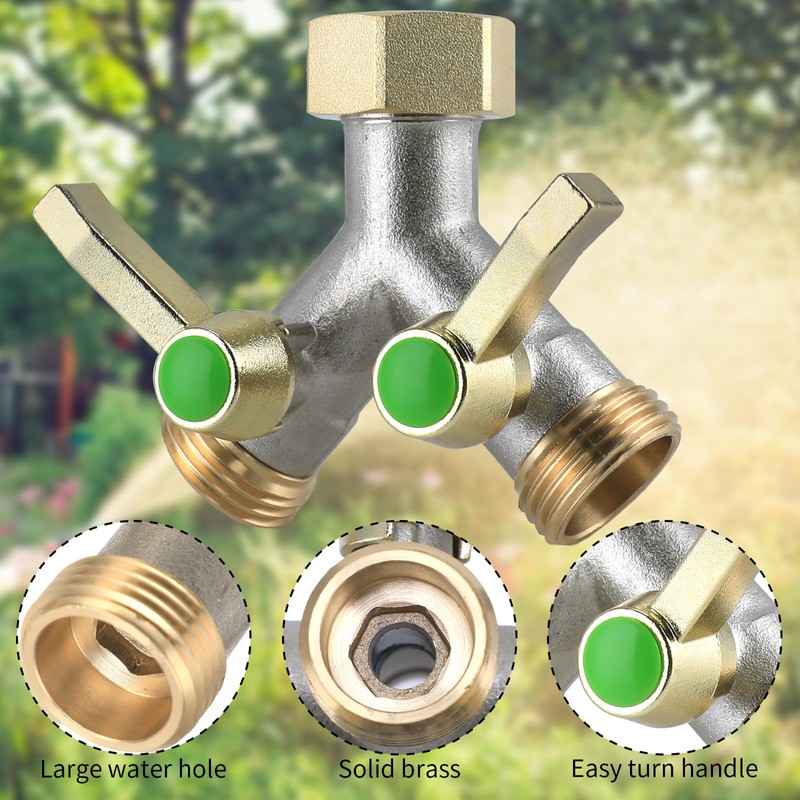 Brass Garden Hose Splitter, Garden Hose Splitter 2 Way Heavy