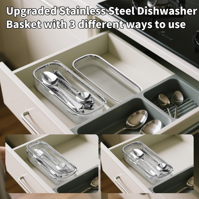 WHBDGP Dishwasher Basket,18/8 Stainless Steel Dishwasher Basket for Small Item,Replacement